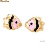 Attractive Earrings [Cercei] Enamel and14K Yellow Gold