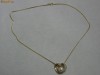 Lant si pandantiv cu perla naturala / 14 k / diamante