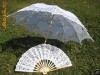 Set umbrela - evantai din dantela Battenberg pentru mirese