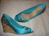 pantofi din satin turcoaz cu platforma - peep toe Graceland