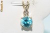 superb pandantiv aur galben 14K diamant si blue topaz naturale