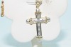 frumoasa cruciulita aur alb&galben 14K diamante naturale 0.07CT 2,8 gr