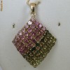 superb pandantiv aur galben14K cu turmaline multicolore naturale