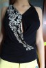 top maieu dama (tricou, bluza) negru si crem, cu spatele gol