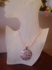 Colier din argint tibetan cu cristale swarovski  fuchsia sau sapphire + snur piele - bijuterii handmade
