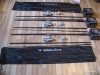 Set 3 Lansete 3,60 Metri ( din 3 bucati ) Carbon 100 % Complet Echipate + 3 Mulinete Diamant 8 Rulmenti + Rod Pod Full Echipat
