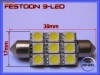 BEC AUTO LED FESTOON (SOFIT) 39mm 9-SMD CULOARE ALB XENON 6000K