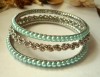 SET BRATARI Perle bleu sau vernil si metal argintiu