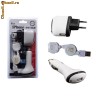Cablu date Incarcator retea Ipod iPhone USB auto 12V si priza 220V - 1000mA Pret set 15 lei (3 seturi 40 lei)