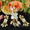 Set placat cu aur de 18k format din colier si cercei cu cristale clear white marquise si round cut - bijuterii handmade mireasa