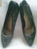 Balerini negri brodati (pantofi, sandale)