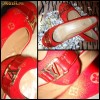 BALERINI FASHION DAMA firma LOUIS VUITTON MONOGRAM PANZA si PIELE ROSIE ACCESORII AURII