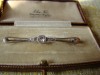 BROSA AUR  ALB 14KT CU DIAMANTE(JUGENDSTIL)-SUPERBA