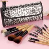 Trusa Set 12 Pensule Leopard Machiaj FRAULEIN Profesionale din Par Natural FRAULEIN38 + CADOU Eyeliner MAC!