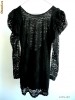 rochie neagra sexy cu dantela maneci bufante pentru club marime 36 38