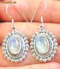 SUPERBI CERCEI  ARGINT 925  - VINTAGE STYLE NATURAL INDIAN MOONSTONE 925 SILVER EARRINGS