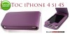 HUSA MOV TOC PIELE ECO PREMIUM + FOLIE CADOU IPHONE 4S IPHONE 4- TRANSPORT GRATUIT!
