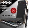Husa / Toc Flip PIELE NATURALA iPhone 4S 4 s + Folie protectie display si Stylus