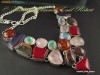 Colier Multistone din argint 925 cu Coral, Ocean jasper,rose quartz, ambra, rainbow mistic topaz glass, dichroic ( dicroic) glass.No.601