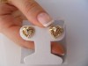 Cercei aur galben 14K, 2.8g, model inimioara ornati cu 1/5CT DIAMANTE !!