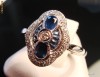 inel aur alb 14K cu diamante si safire r. klein designer