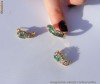 Set Inel + Cercei aur galben 14K, 6.5g, ornate cu 1.95ct SMARALDE si DIAMANTE !!