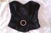 Corset negru de ocazie cu pietricele + Cadou bluza dantele maneci clopot