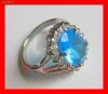 RSP12 - Superb Inel placat cu argint cu imitatie de cristal albastru