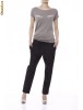 T-shirt TinaR bej cu fermoare decorative