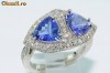 Inel highend aur 14K, 5.2g, montura UNICAT cu TANZANITE topclass si BRILIANTE !!