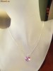 Set argint colier si cercei cu cristale swarovski inima rose- bijuterii handmade