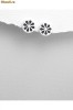 Cercei floricica din argint cu email negru 11-1-i23337