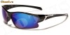 Ochelari de soare pentru sport X-Loop, rama neagra, lentile fumurii cu oglinda albastra; Cadou : un saculet pentru protectie !