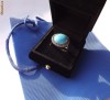 Inel argint 925 sterling, turcoaz reconstituit si marcasite