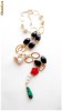 Colier cu pietre semipretioase de Onix fatetat, Perle albe de Mallorca, Seashell Pearls, Malachit, lant, elemente placate cu aur