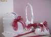 Set accesorii nunta - Casuta de bani nunta (forma inimioara), cosulet flori nunta si pernuta pentru verighete