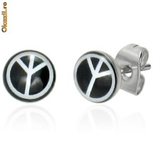Cercei din inox 6 mm - Pace - Cod 119 foto