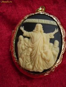 minunat MEDALION devotional port foto aurit - Camee Christos U5 foto