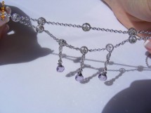 Colier argint model frontal superb cu AMETISTE si DIAMANTE foto