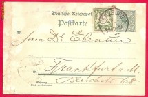 1900 GERMANIA CARTE POSTALA CIRCULATA catre FRANKFURT am Main francata suplimentar cu timbru Bavaria foto
