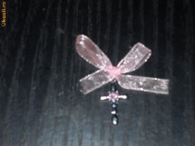 Cruciulita/ cruce/ cruciulite botez pentru fetite/ bebe culoare roz cu pietricica rosie si panglica organza, calitate superioara foto