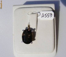 Pandant aur 10K, 2.8g, ornat cu 1 Smoky TOPAZ de 10CT si 4 BRILIANTE, cu certificat !! foto
