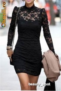 Rochie sexy neagra cu dantela pentru club ocazie