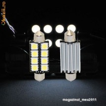 bec led becuri led leduri auto C5W festoon CANBUS cu 8 SMD 43 mm, pentru plafoniera, numar de inmatriculare