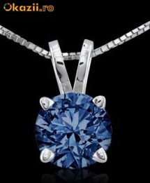 Pandantiv cu Briliant (diamant) albastru 1.25ct in aur alb 14k. Nou foto