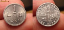 1 leu 1951 UNC foto