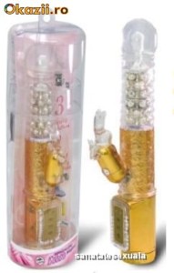 Vibrator Waterproof Running Diamond Gold Vibrator pentru stimulare vaginala si clitoridiana foto