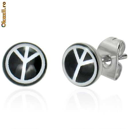 Cercei din inox 6 mm - Pace - Cod 119 foto mare