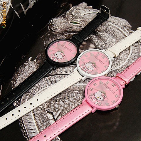 Ceas Hello Kitty K2A68 - ROZ / NEGRU / ALB - CADOU foto mare