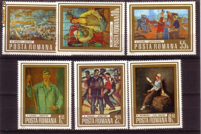 Romania L835 Reprod arta -Munca 1973 foto mare